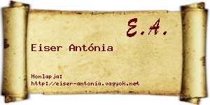 Eiser Antónia névjegykártya